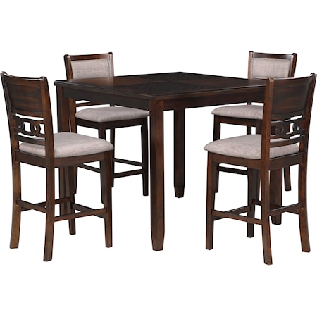 Contemporary 42" Square Counter Table with 4 Chairs Set
