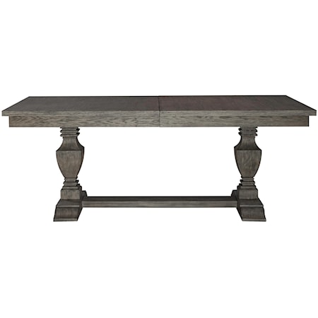 Transitional Trestle Dining Table with 24" Removable Leaf