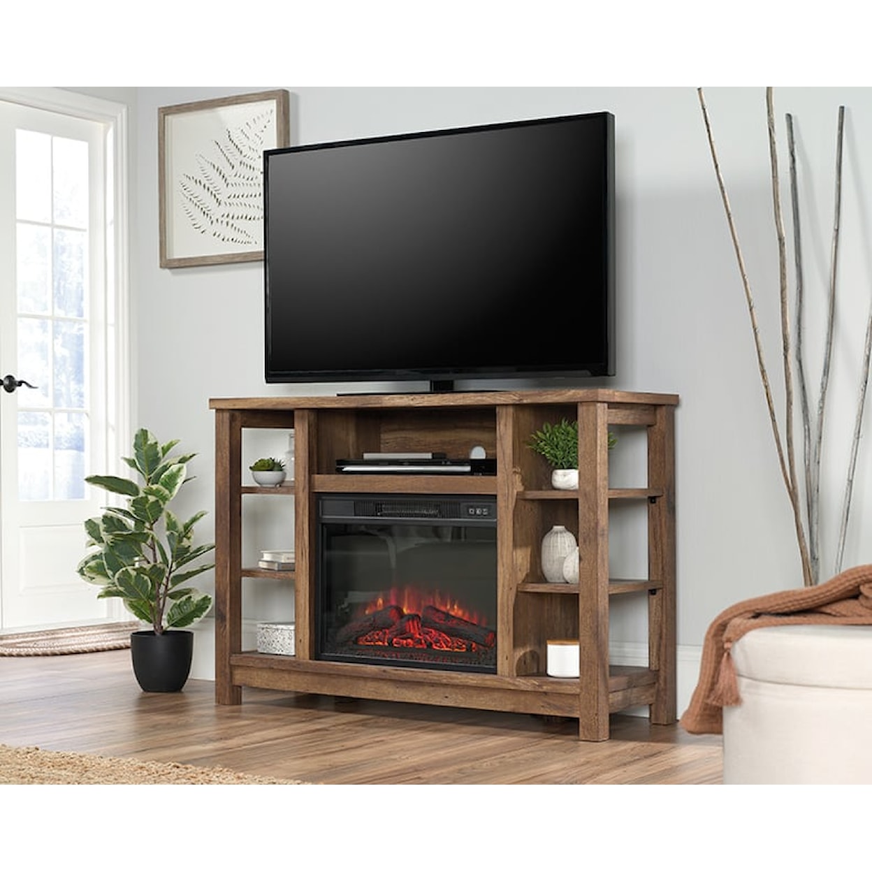 Sauder Misc Entertainment Fireplace TV Stand Credenza