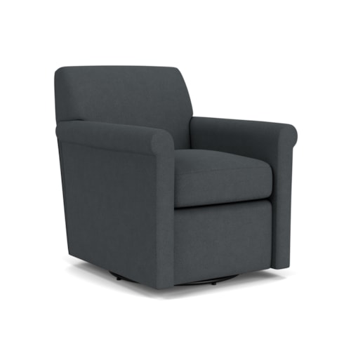 Transitional Swivel Chair with Petite Rolled Arms