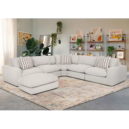 Contemporary Living Room Set with Ottoman