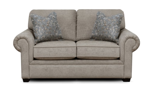 Casual Loveseat with Rolled Arms