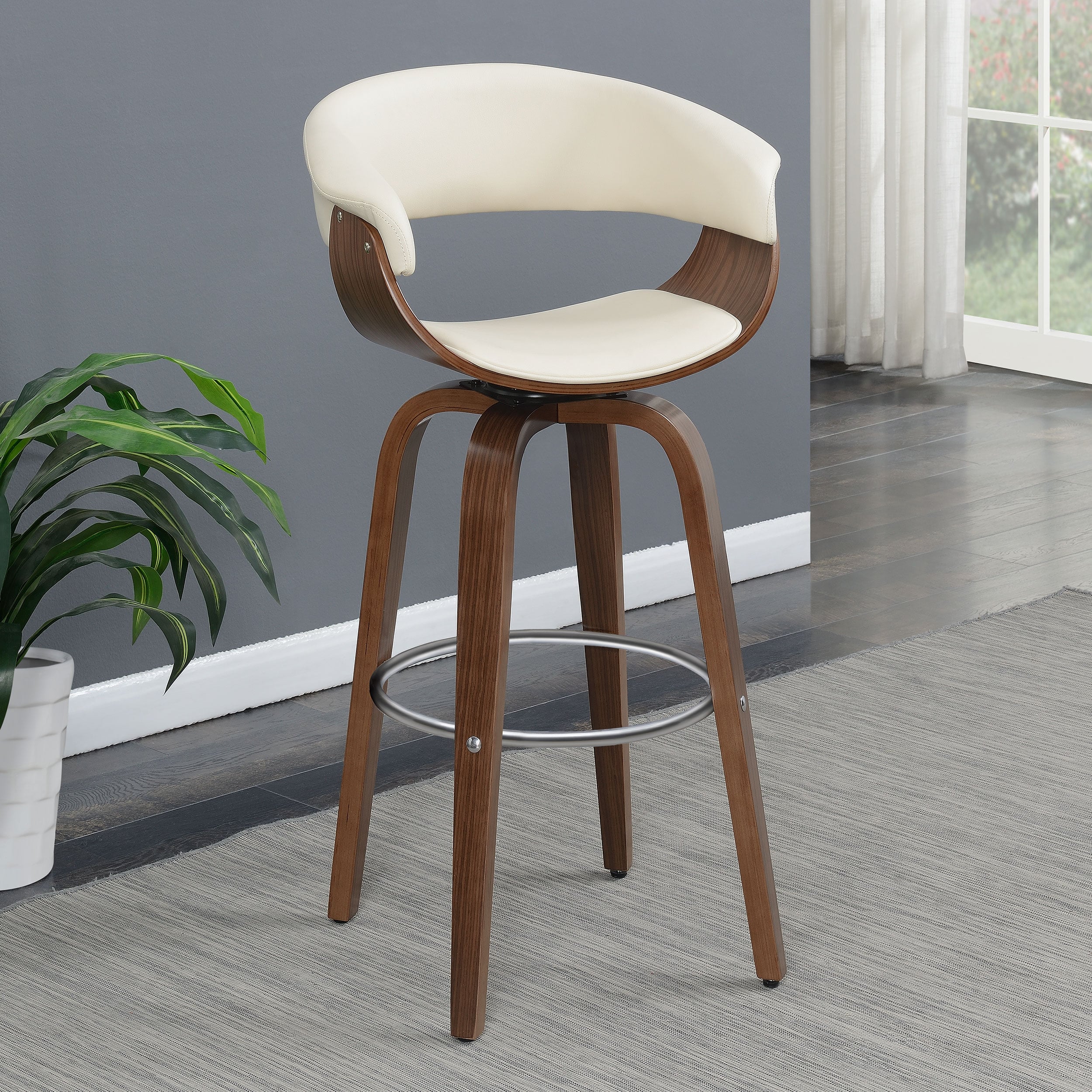 Zion Swivel Bar Stool and Ecru