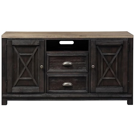 Transitional 56 Inch TV Console with 2 Doors