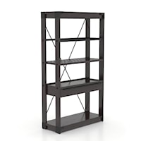 Industrial Wooden Bookcase With Metal Accents
