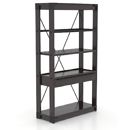 Industrial Wooden Bookcase With Metal Accents