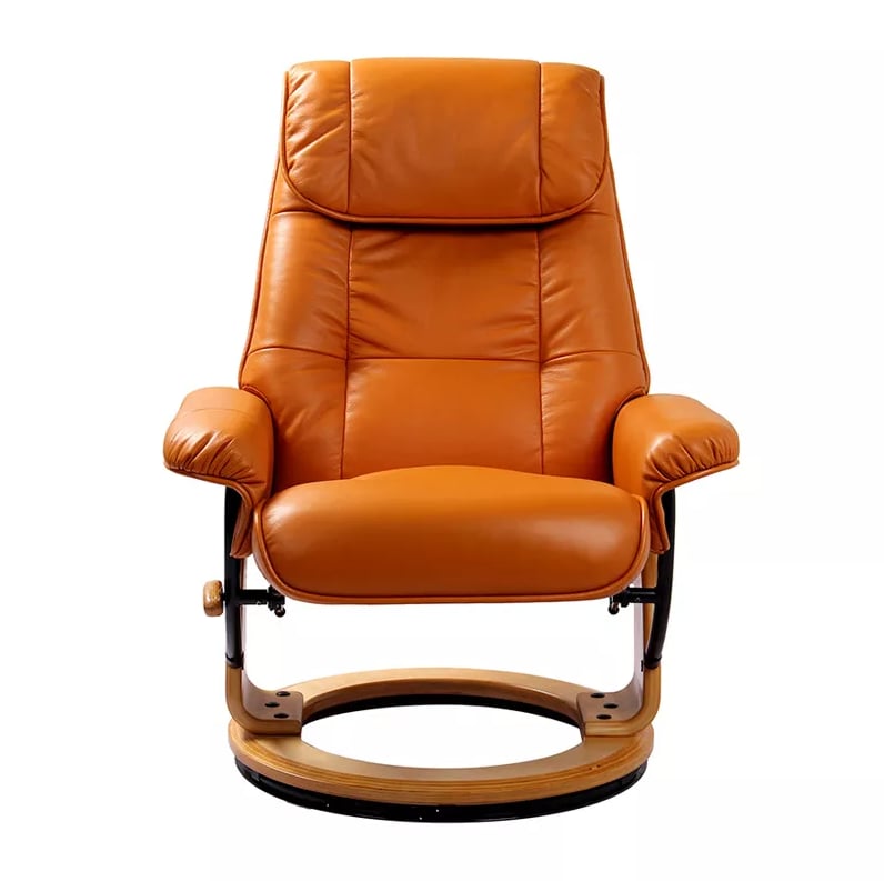 Reclining Chair and Ottoman w/ Natural Wood