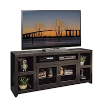 Transitional 75" TV Console with Glass Doors