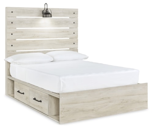 Full Panel Bed With 4 Storage Drawers