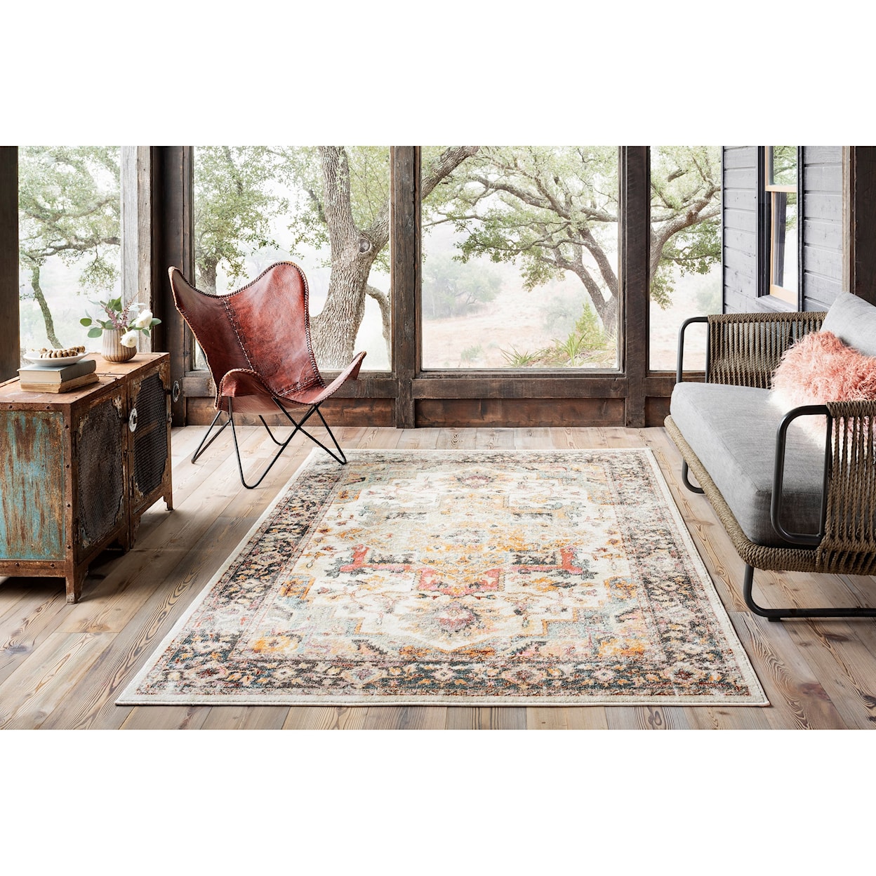 Reeds Rugs Clara 2'5" x 13' Ivory / Charcoal Rug