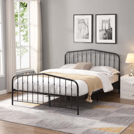 BLACK QUEEN METAL PLATFORM BED |