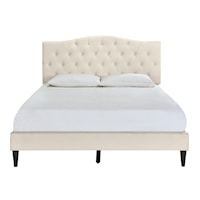 Transitional Tufted Arch Upholstered Queen Platform Bed in Beige