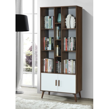 75&quot; H DARK WALNUT AND WHITE BOOK | SHELVES