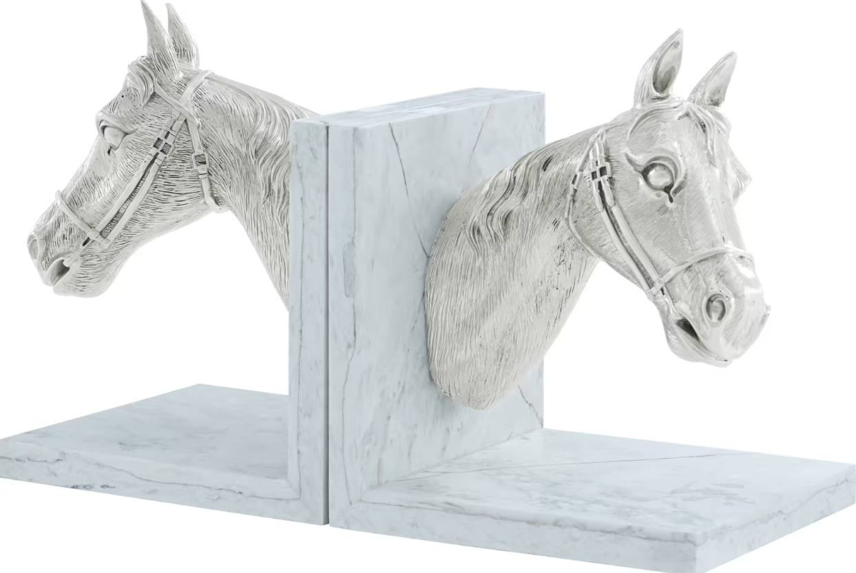 Nickel Plated Horsehead Bookends
