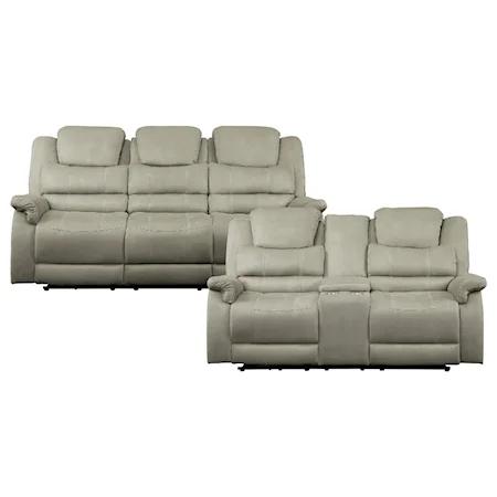 Casual 2-Piece Living Room Set with Charging Ports and Drop Down Storage Console