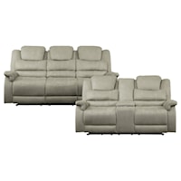 Casual 2-Piece Living Room Set with Charging Ports and Drop Down Storage Console