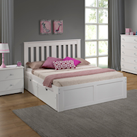 York Rustic Full Platform Storage Bed - White