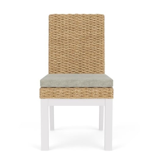 Coastal Woven Side Chair with Removable Seat Cushion