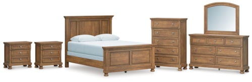 Queen Panel Bed, Dresser, Mirror, Chest And 2 Nightstands
