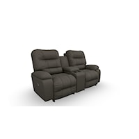 Casual Rocker Reclining Console Loveseat with Cup Holders
