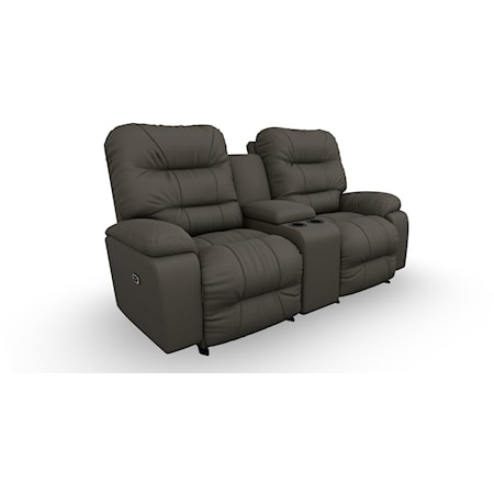 Casual Rocker Reclining Console Loveseat with Cup Holders