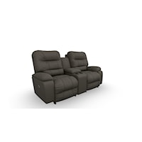 Casual Space Saver Reclining Console Loveseat with Cup Holders