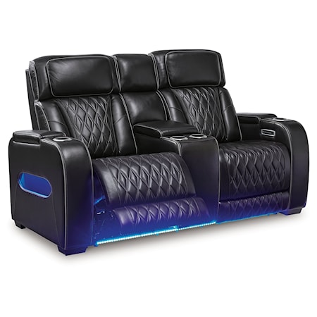 Power Recl Loveseat w/ Console &amp; Adj Hdrsts