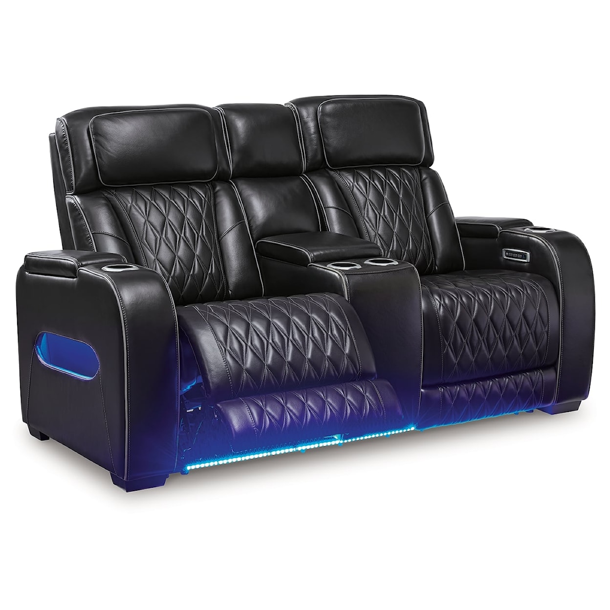 Signature Boyington Power Recl Loveseat w/ Console & Adj Hdrsts