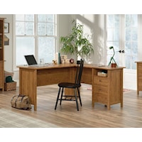 Farmhouse L-Shaped Office Desk with File Drawer