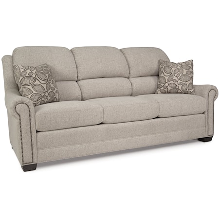 Transitional Large Sofa with 2 Throw Pillows