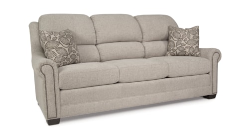Transitional Large Sofa with 2 Throw Pillows