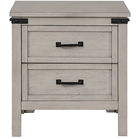 Rustic 2-Drawer Nightstand with Felt-Lined Top Drawer