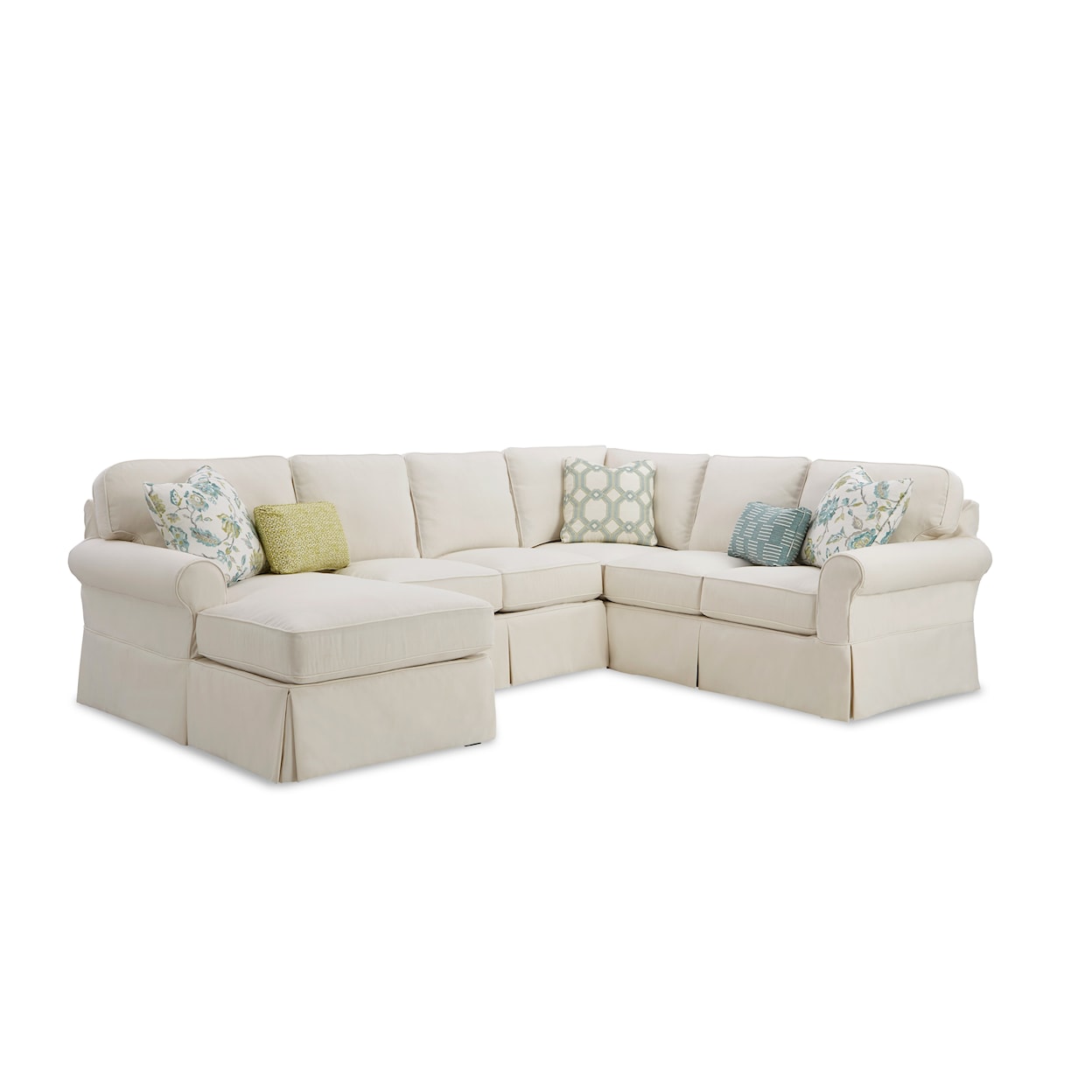 Hickorycraft 917450BD 3-Pc Slipcover Sectional Sofa w/ LAF Chaise