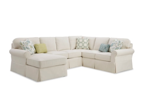 Casual 5-Seat Slipcover Sectional Sofa with LAF Chaise