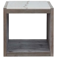 Transitional Marble Top End Table