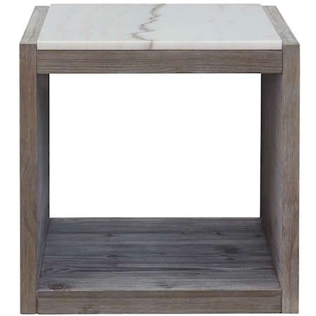 Transitional Marble Top End Table