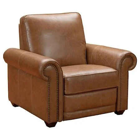 Transitional Matching Reclining Chair with Rolled Arms