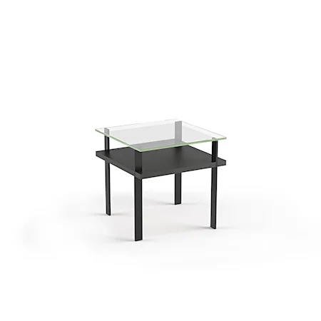 Contemporary End Table with Glass Top