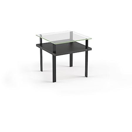 Contemporary End Table with Glass Top