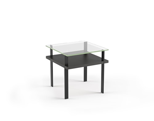 Contemporary End Table with Glass Top