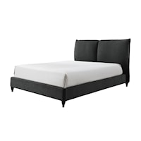 Jenn Contemporary Upholstered Platform Bed in Charcoal - Queen