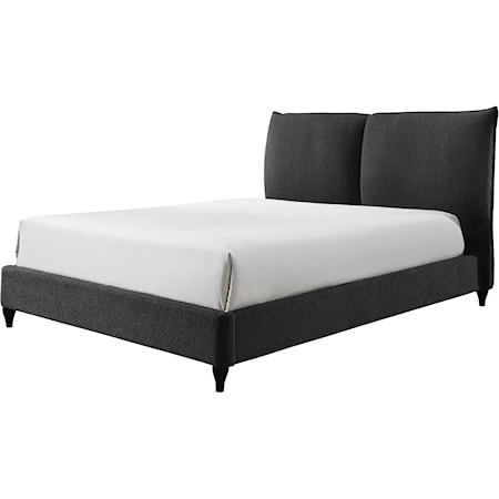 Jenn Contemporary Upholstered Platform Bed in Charcoal - Queen