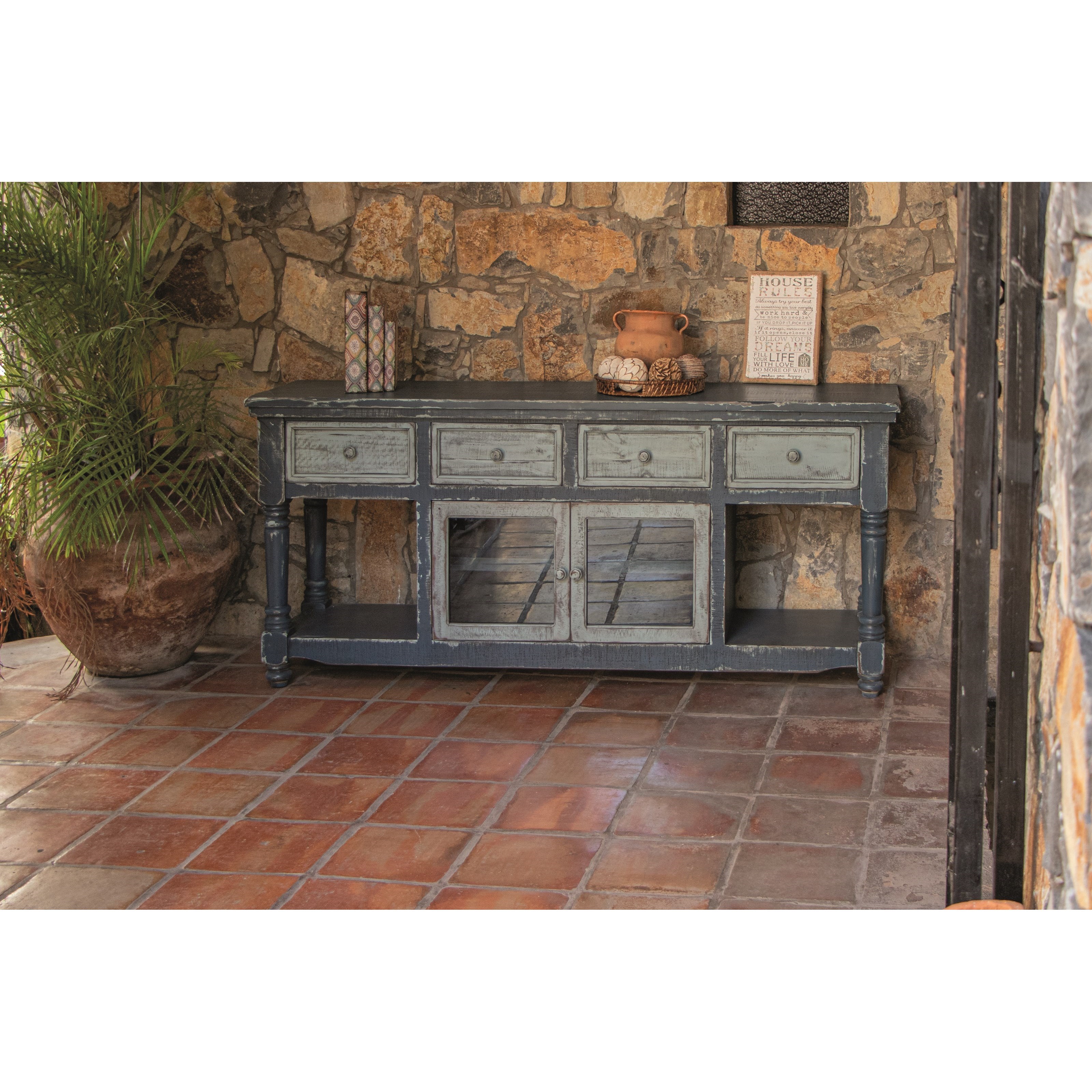 Uprooted Aruba 70" TV Stand with 4 Drawers and 2 Doors