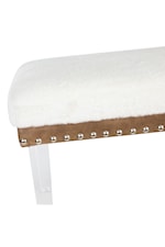 Jofran Brianna Brianna Faux Fur Accent Bench with Nailhead Trim -Snow