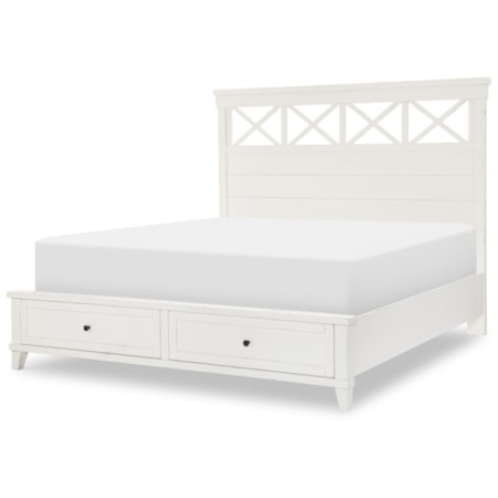 Queen Panel Bed with Storage Footboard