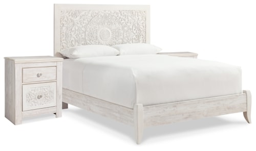 Queen Panel Bed And 2 Nightstands