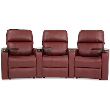 Elite Casual 3-Seat Power Reclining Theater Seating with LED Backlighting