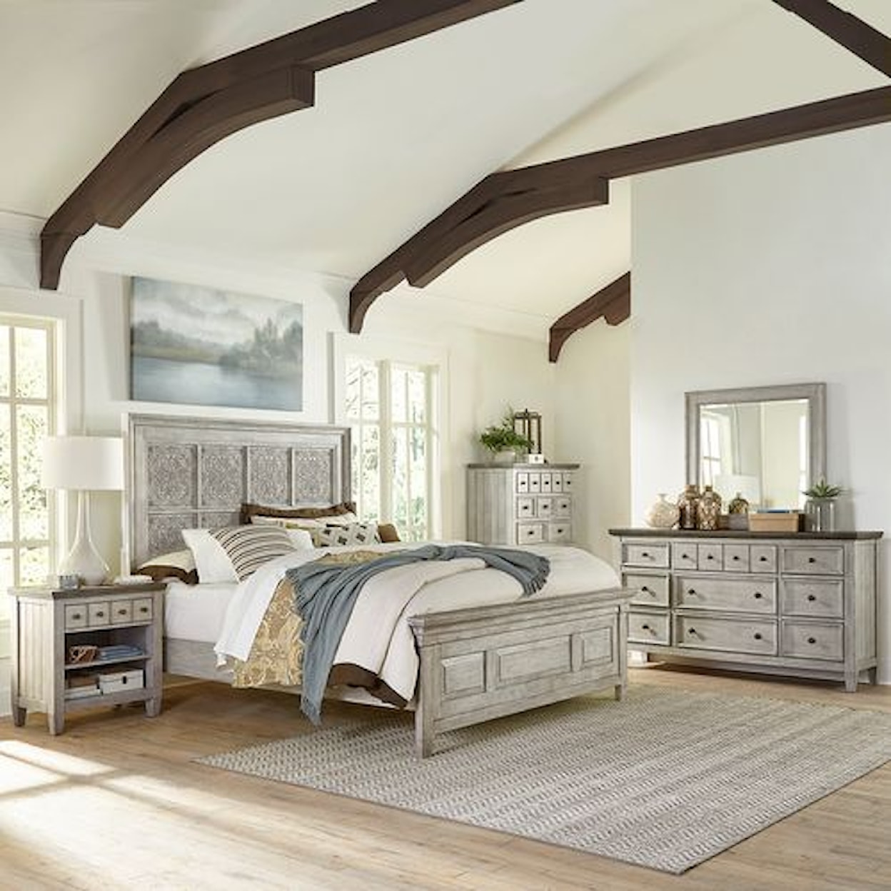 Libby Haven 5-Piece Decorative King Panel Bedroom Group