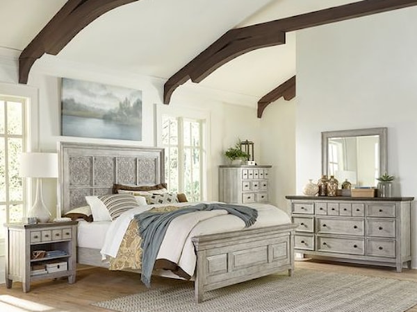 5-Piece Decorative King Panel Bedroom Group