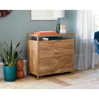 Contemporary Lateral File Cabinet with Open Storage Shelf
